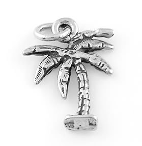 STERLING SILVER FLAT PALM TREE CHARM/PENDANT
