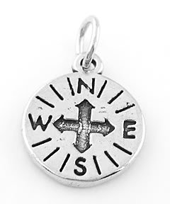 STERLING SILVER COMPASS CHARM/PENDANT