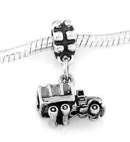 SILVER DANGLE SMALL MILITARY CARGO EUROPEAN BEAD