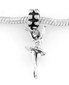 STERLING SILVER DANGLE DANCING BALLERINA EUROPEAN BEAD