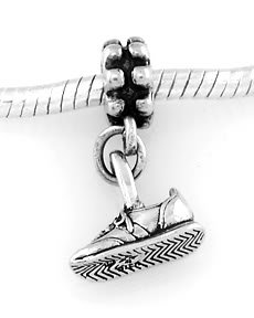 STERLING SILVER DANGLE TENNIS SHOE EUROPEAN BEAD