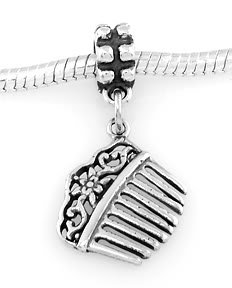 STERLING SILVER DANGLE VICTORIAN COMB EUROPEAN BEAD