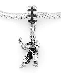 STERLING SILVER DANGLE TAE KWON DO INSTRUCTOR EUROPEAN BEAD