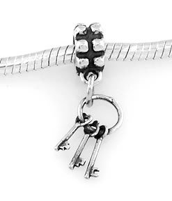 STERLING SILVER DANGLE RING OF KEYS EUROPEAN BEAD