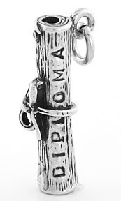 STERLING SILVER 3D DIPLOMA CHARM/PENDANT