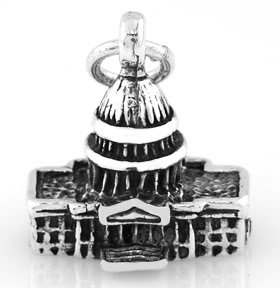STERLING SILVER 3D CAPITOL BUILDING CHARM/PENDANT