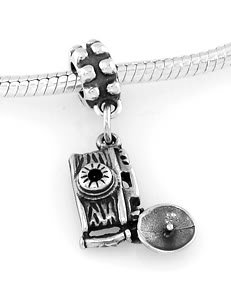 STERLING SILVER DANGLING CAMERA w/ FLASH EUROPEAN BEAD