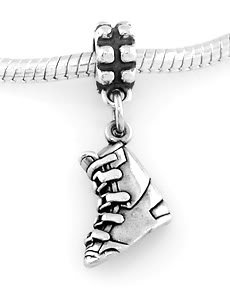STERLING SILVER DANGLING SNOW SKI BOOT EUROPEAN BEAD