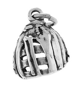 STERLING SILVER 3D BASEBALL/ SOFTBALL GLOVE MITT CHARM