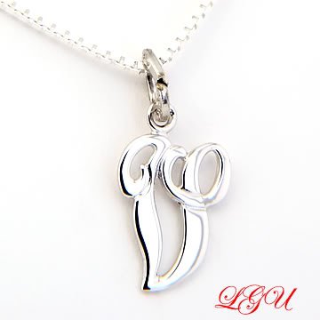 STERLING SILVER INITIAL V & 16" Box Chain