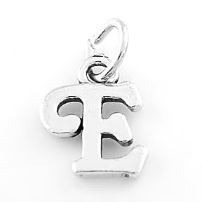 STERLING SILVER FANCY LETTER E CHARM/PENDANT
