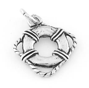 STERLING SILVER LIFE PRESERVER RING CHARM/PENDANT
