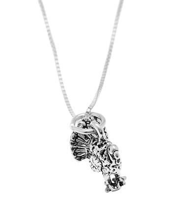 STERLING SILVER WILD TURKEY CHARM WITH 16 INCH BOX CHAIN NECKLACE