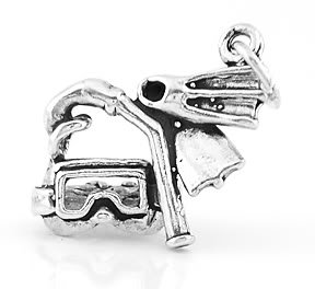SILVER SILVER SCUBA DIVING FLIPPER MASK SNORKELING CHARM