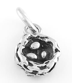 STERLING SILVER BIRD'S NEST WITH EGGS CHARM/PENDANT