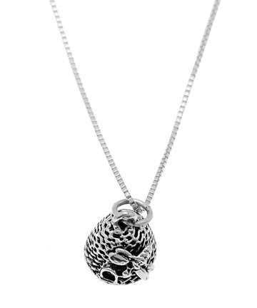 STERLING SILVER BEEHIVE / BEEHOUSE CHARM WITH 16 INCH BOX CHAIN NECKLACE