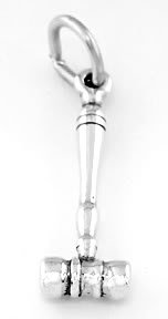 STERLING SILVER 3D JUDICIAL GAVEL CHARM/PENDANT