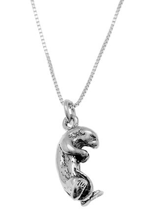 STERLING SILVER SEA OTTER CHARM WITH 16 inch BOX CHAIN NECKLACE