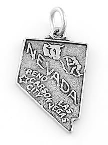 STERLING SILVER NEVADA STATE LAS VEGAS CHARM/PENDANT