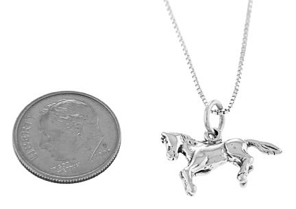 STERLING SILVER PRANCING PONY / BABY HORSE CHARM WITH BOX CHAIN