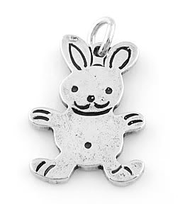 STERLING SILVER FLAT EASTER BUNNY/RABBIT CHARM/PENDANT