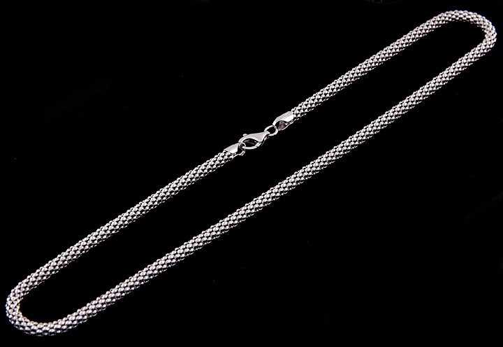 STERLING SILVER ITALY POPCORN STYLE NECKLACE 16" 4 mm