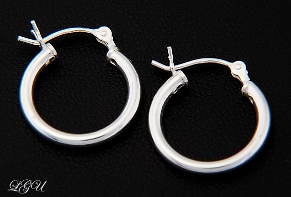 STERLING SILVER POLISHED PLAIN HOOP EARRINGS 16mm X 2mm