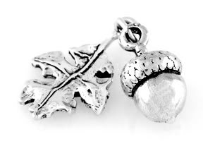 STERLING SILVER 3D ACORN and OAK LEAF CHARM