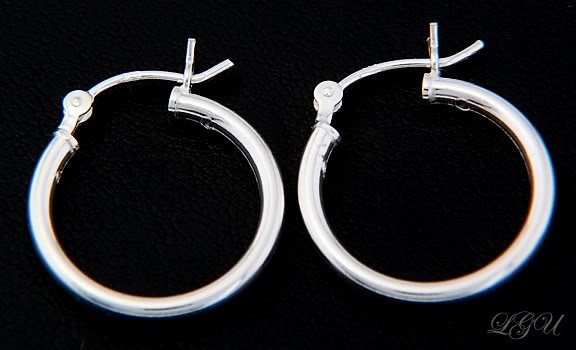 STERLING SILVER POLISHED PLAIN HOOP EARRINGS 18mm X 2mm