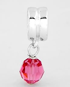 STERLING SILVER DANGLING OCTOBER BIRTHSTONE EUROPEAN BEAD