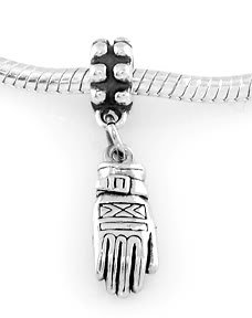 STERLING SILVER DANGLE SNOW SKI GLOVE EUROPEAN BEAD