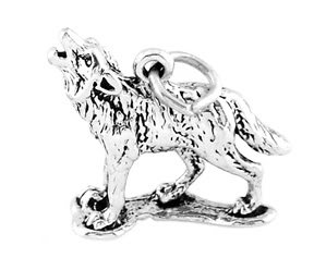 STERLING SILVER HOWLING WOLF CHARM/PENDANT