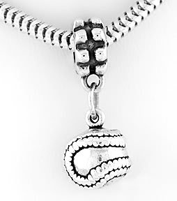 STERLING SILVER DANGLING 3D HEAVY SOFTBALL / BASEBALL EUROPEAN BEAD