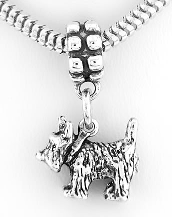 STERLING SILVER DANGLING SCOTTISH TERRIER DOG EUROPEAN BEAD