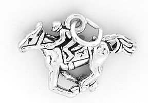 STERLING SILVER HORSE AND JOCKEY EQUESTRIAN CHARM