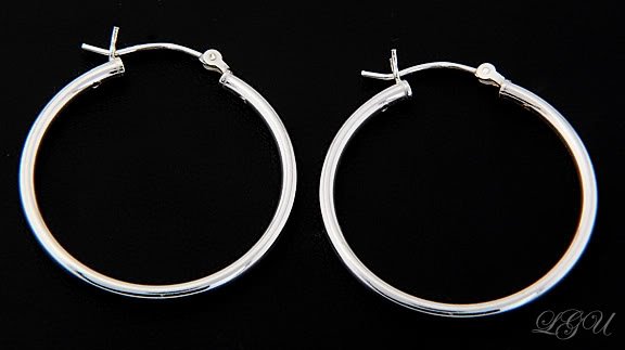 STERLING SILVER POLISHED PLAIN HOOP EARRINGS 30mm X 2mm