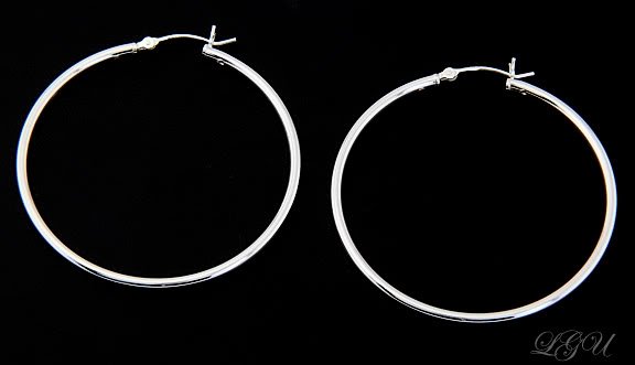 STERLING SILVER POLISHED PLAIN HOOP EARRINGS 45mm X 2mm