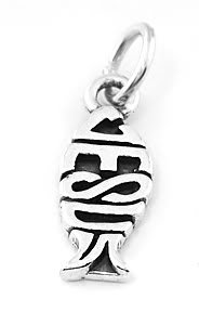STERLING SILVER JESUS CHRISTIAN FISH CHARM/PENDANT