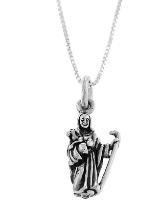 STERLING SILVER SHEPHERD HOLDING SHEEP CHARM WITH 16" BOX CHAIN