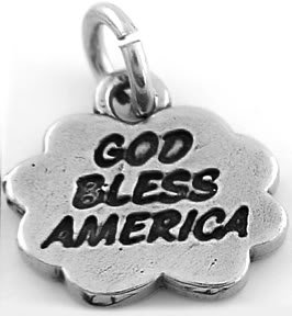 STERLING SILVER GOD BLESS AMERICA CHARM/PENDANT