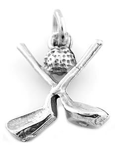 STERLING SILVER 925 GOLF CLUBS AND BALL CHARM/PENDANT