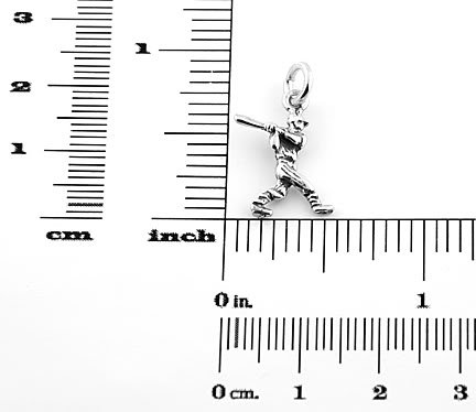 STERLING SILVER 925 3D BASEBALL PLAYER CHARM/PENDANT