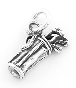 STERLING SILVER GOLF BAG AND CLUBS CHARM/PENDANT