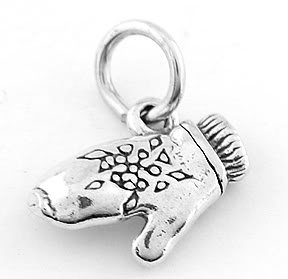 STERLING SILVER WINTER MITTEN GLOVE CHARM/PENDANT