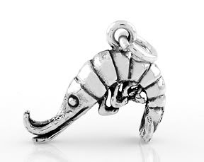 STERLING SILVER 3D SHRIMP CHARM/PENDANT