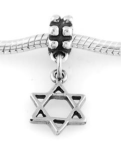 STERLING SILVER DANGLE STAR OF DAVID EUROPEAN BEAD