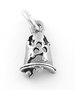 STERLING SILVER SMALL CHRISTMAS BELL CHARM/PENDANT