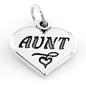 STERLING SILVER AUNT HEART CHARM/PENDANT