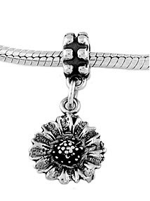 STERLING SILVER DANGLE SUNFLOWER EUROPEAN BEAD