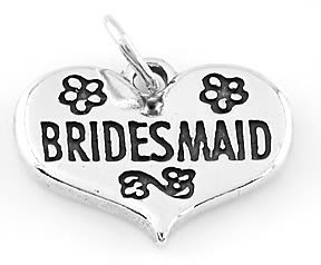 STERLING SILVER BRIDESMAID IN HEART CHARM/PENDANT